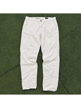 AG Adriano Goldschmied The Tristan Men30 White Linen Cotton Tailored Pants Relax